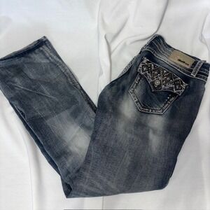 Grace in LA Bootcut Jeans Size 30 Embellished Pocket Bling Stretch Denim